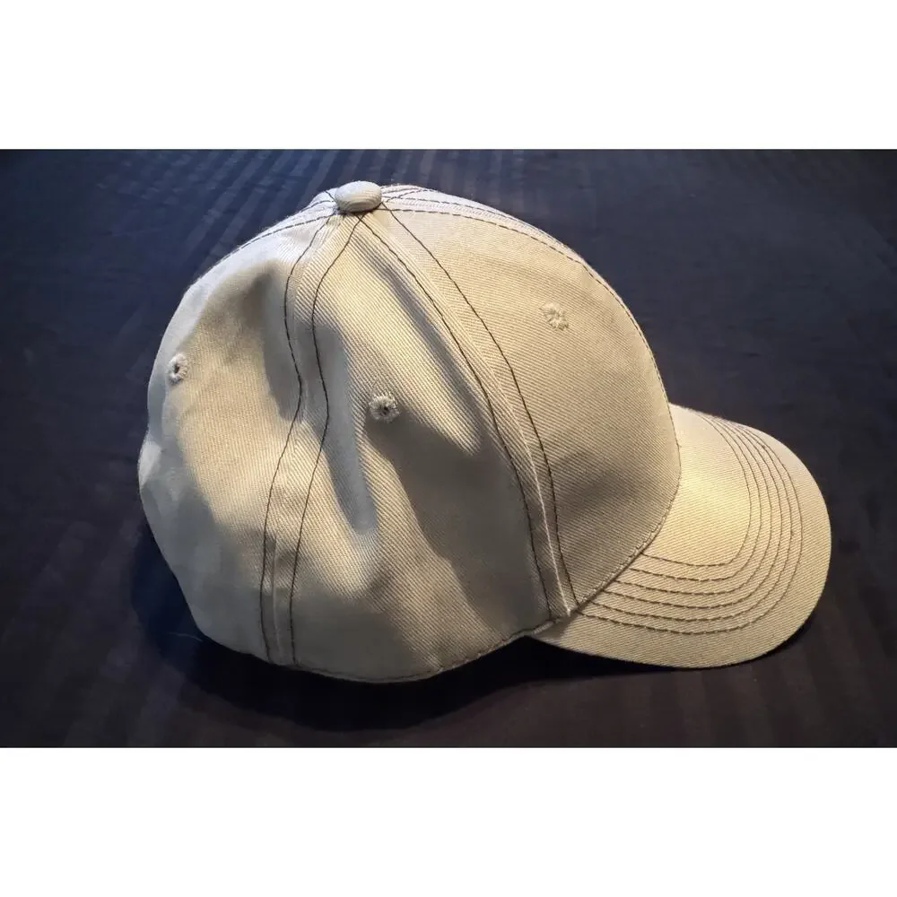 CAT Caterpillar Embroidered Logo Beige Adjustable Tan Baseball Cotton Cap Hat